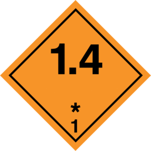 Etiqueta adhesiva explosivos modelo 1.4 ADR 10x10 cm personalizable