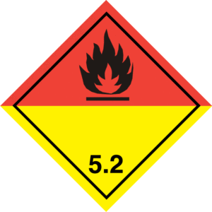 Etiqueta adhesiva peróxidos orgánicos modelo 5.2 ADR 10x10 cm