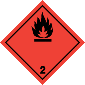 Etiqueta adhesiva gas inflamable modelo 2.1 ADR 10x10 cm
